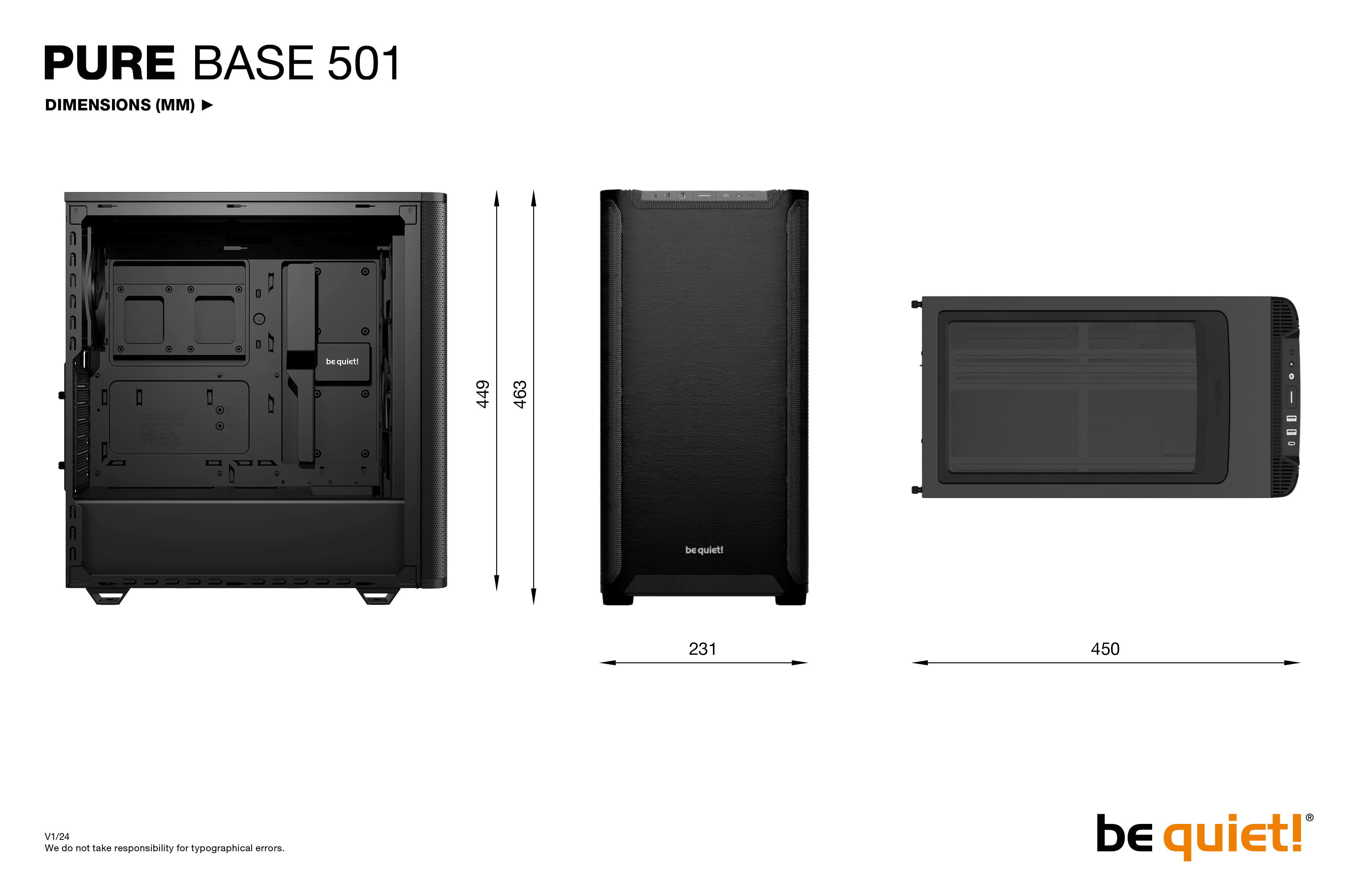 Be Quiet! Pure Base 501 - Midi-Tower - ATX - keine Spannungsversorgung (ATX / PS/2)