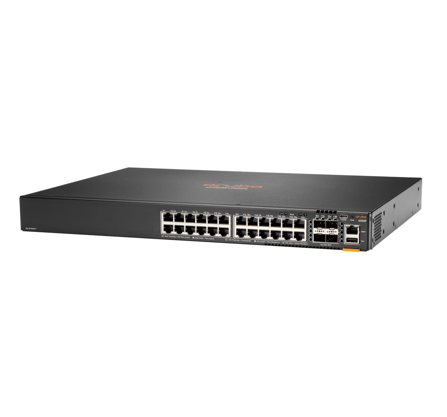 HPE Aruba 6300F - Switch - L3 - managed - 24 x 10/100/1000 + 4 x 1 Gigabit / 10 Gigabit / 25 Gigabit / 50 Gigabit SFP56 (Uplink / Stacking) HPE Aruba 6300F - Switch - L3 - managed - 24 x 10/100/1000 + 4 x 1 Gigabit / 10 Gigabit / 25 Gigabit / 50 Gigabit SFP56 (Uplink / Stacking)