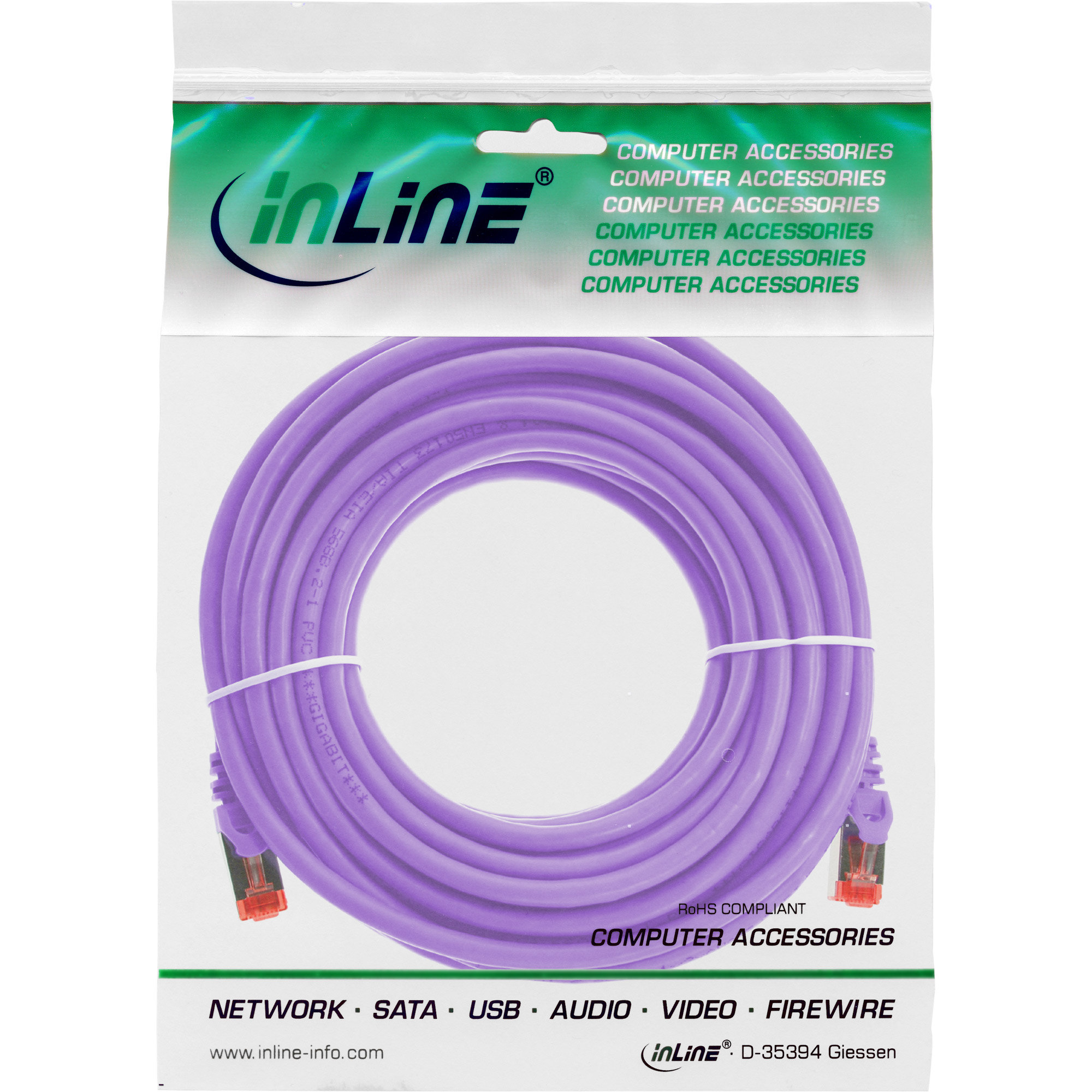 InLine Patchkabel - S/FTP (PiMf) - Cat.6 - 250MHz - PVC - Kupfer - violett - 20m