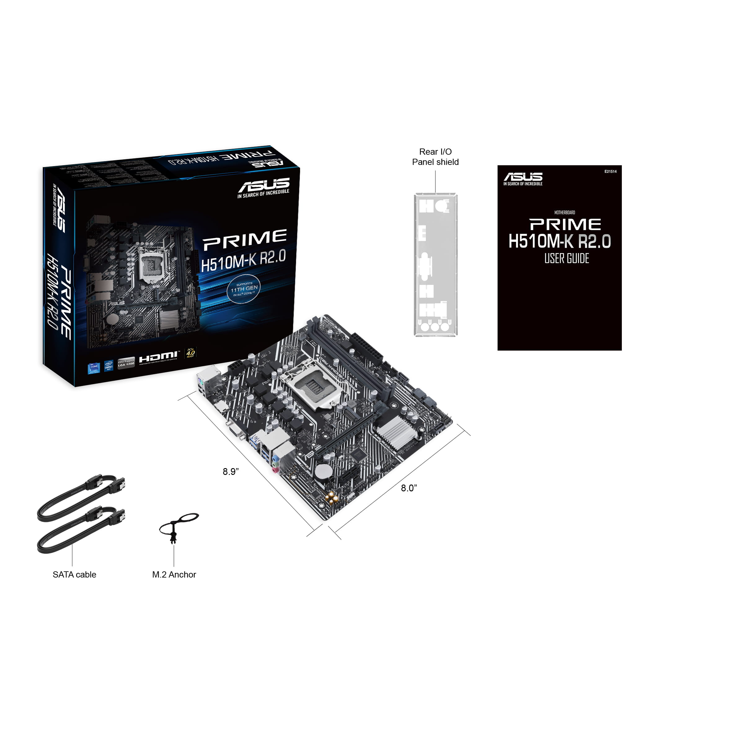 ASUS H510M-K R2.0 - Motherboard - micro ATX - LGA1200-Sockel - H470 Chipsatz - USB 3.2 Gen 1 - Gigabit LAN - Onboard-Grafik (CPU erforderlich)