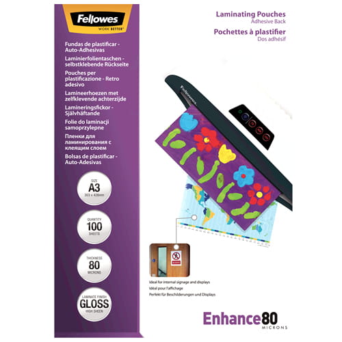 Fellowes Laminating Pouches Enhance 80 micron - 100er-Pack - glänzend - A3 (297 x 420 mm)