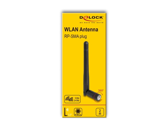 Delock Antenne - WLAN 802.11 ac/ax/a/b/g/n, RP-SMA-Stecker, mit Neigegelenk