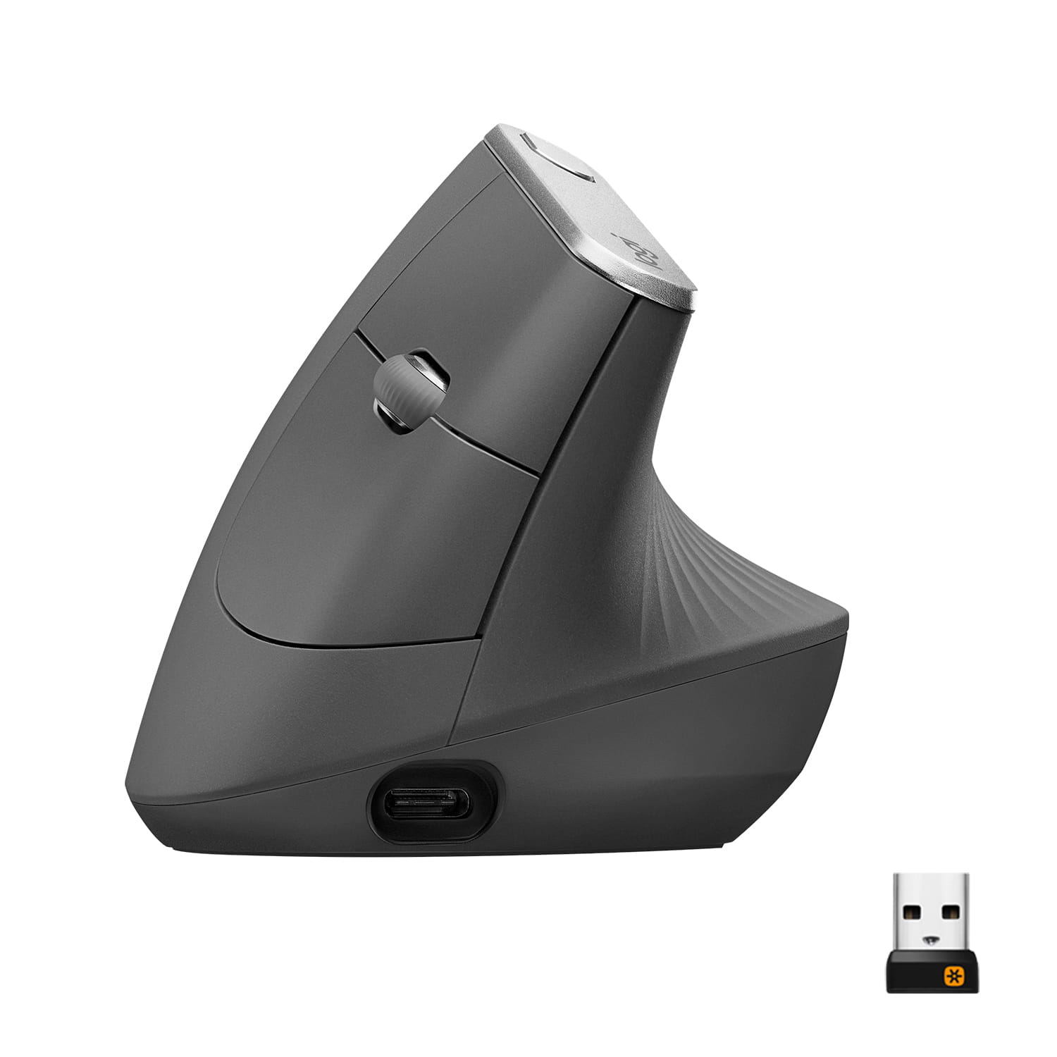 Logitech MX Vertical - Vertikale Maus - ergonomisch - optisch - 6 Tasten - kabellos, kabelgebunden - Bluetooth, 2.4 GHz - kabelloser Empfänger (USB)