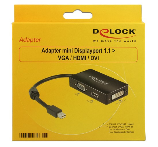 Delock Delock Adapter mini Displayport 1.1 male > VGA / HDMI / DVI female Passive