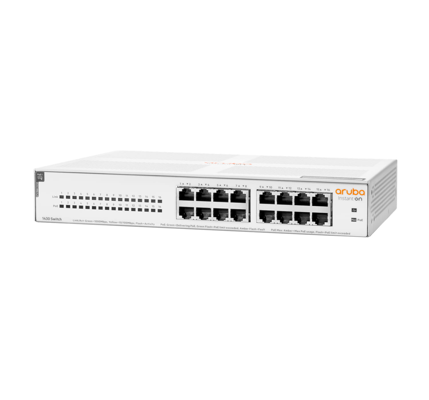 HPE Networking Instant On 1430 16G Class4 PoE 124W Switch - Switch - unmanaged - 16 x 10/100/1000 (PoE Class 4)