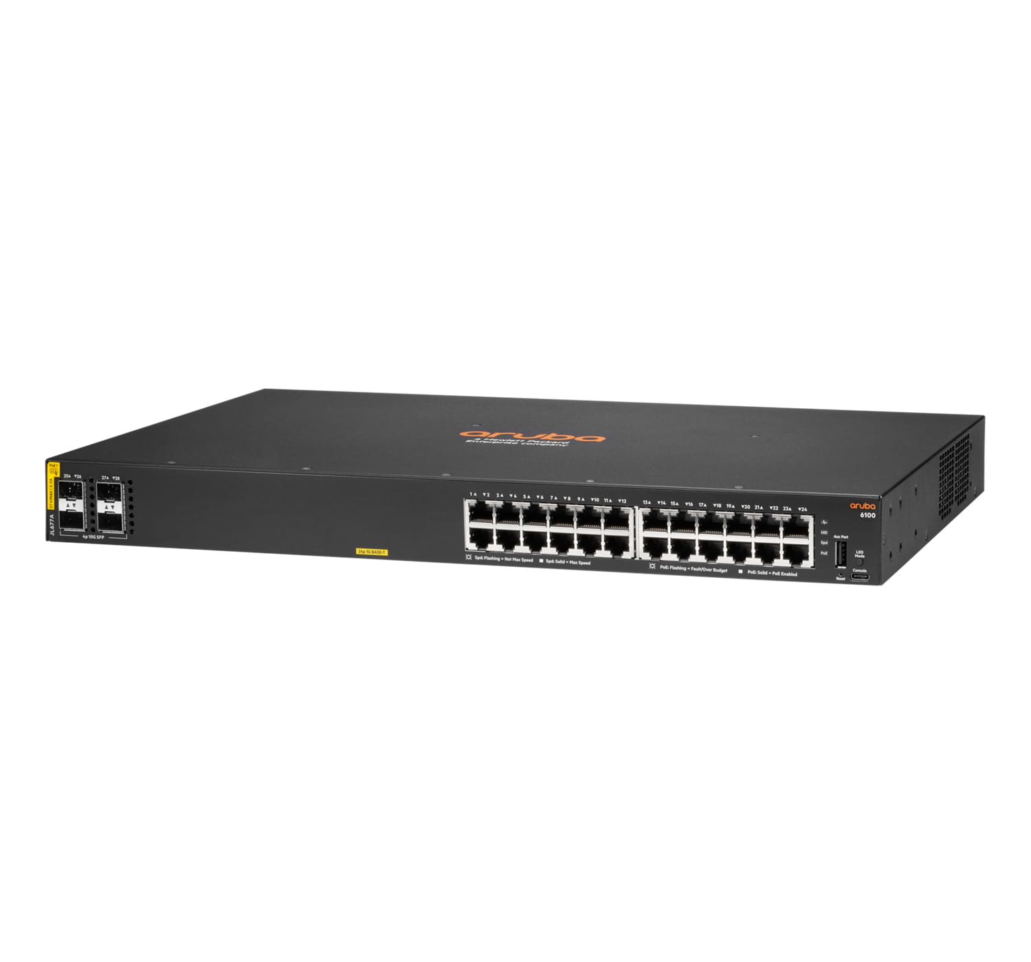 HPE Aruba 6100 24G Class4 PoE 4SFP+ - Switch - managed - 24 x 10/100/1000 (PoE+)