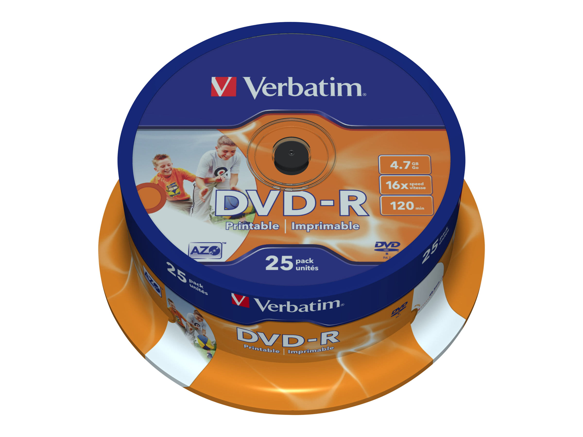 Verbatim 25 x DVD-R - 4.7 GB 16x - breite bedruckbare Fläche für Fotos