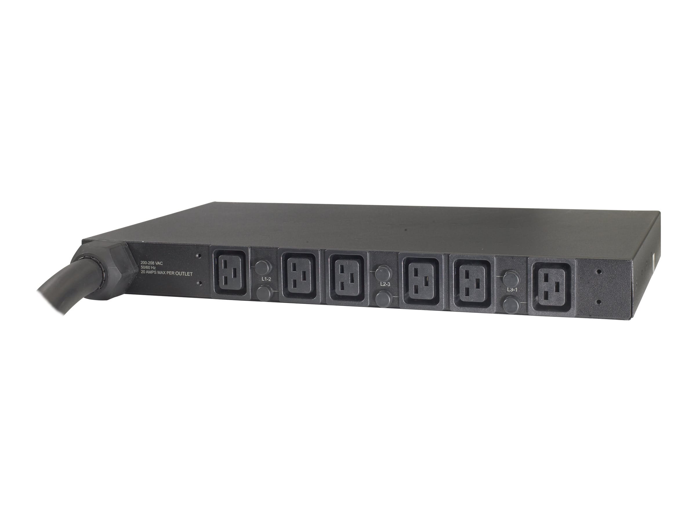 APC Basic Rack PDU - Steckdosenleiste (Rack - einbaufähig) - Wechselstrom 208 V - 3 Phasen - Eingabe, Eingang Hubbell CS8365C - Ausgangsanschlüsse: 6 (IEC 60320 C19)