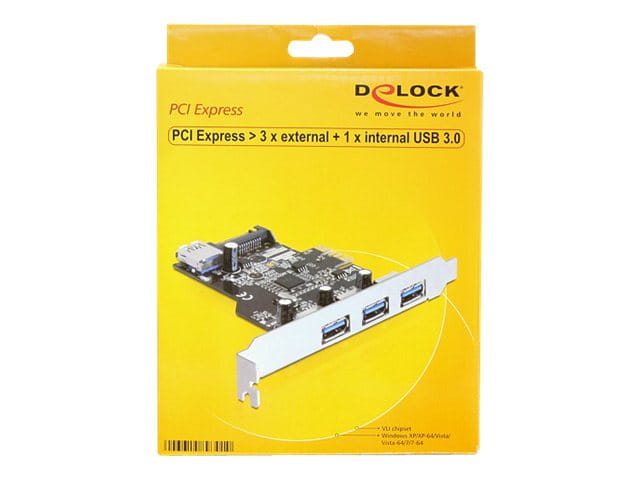 Delock PCI Express Card > 3 x external + 1 x internal USB 3.0