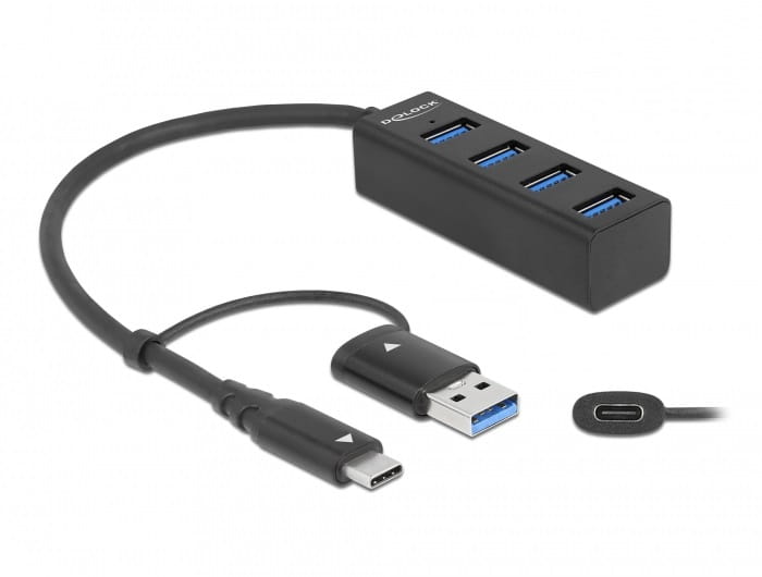 Delock Hub - 4 x USB 3.2 Gen 1 + 1 x USB-C 3.2 Gen 1