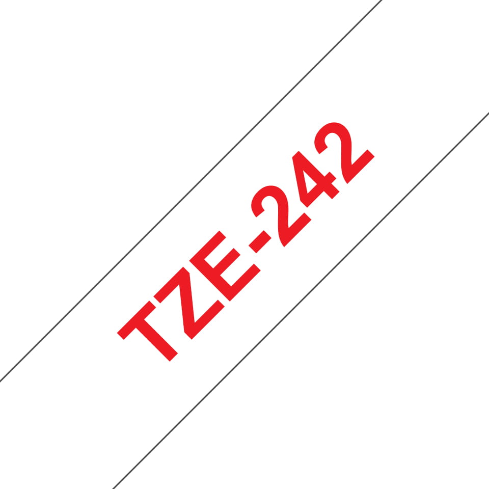 Brother TZe-242 - Selbstklebend - Rot auf Weiß - Rolle (1,8 cm x 8 m)