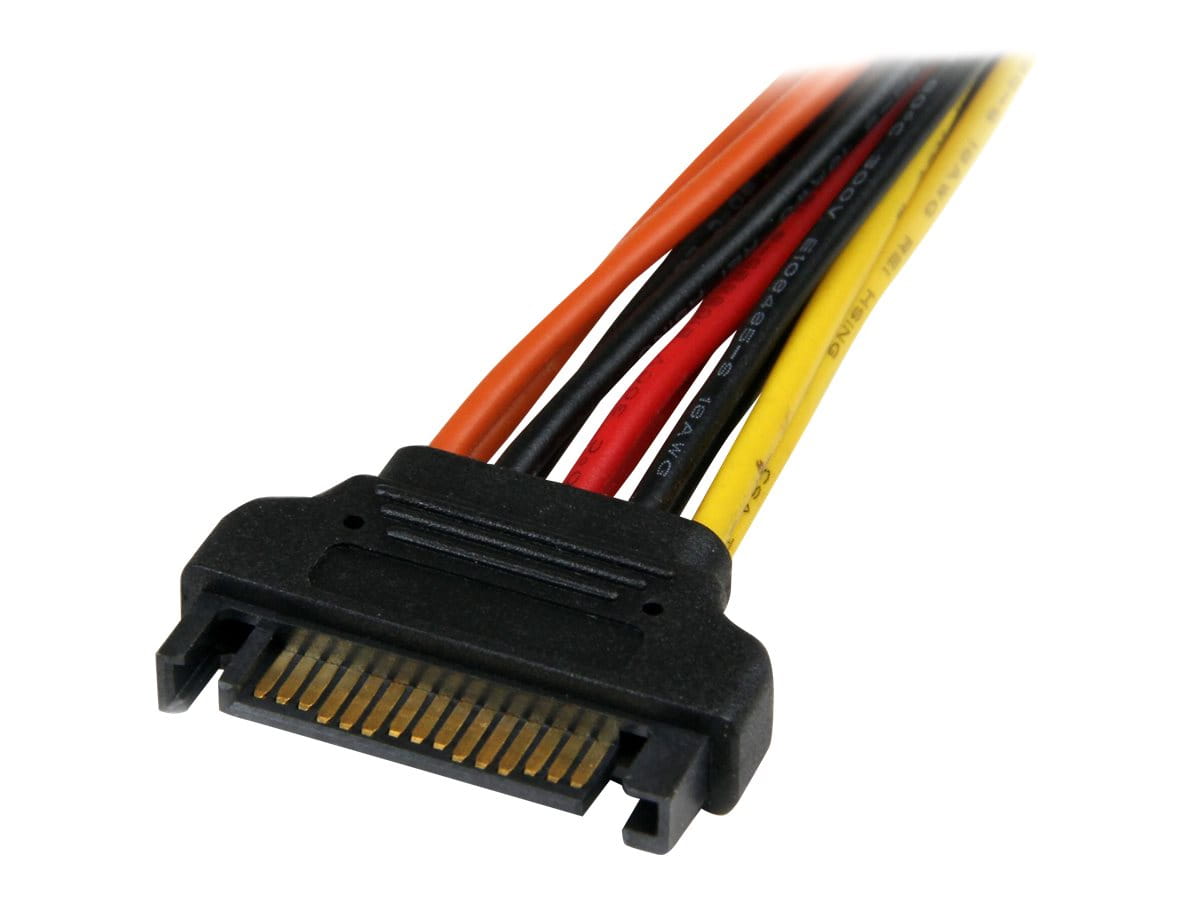 StarTech.com SATA Y-Strom-Adapterkabel mit Verriegelungs Clip 15cm - S-ATA Y Splitter Stromkabel St/Bu - Serial ATA 15pin Y-Adapter - Netz-Splitter - SATA-Stromstecker (M)