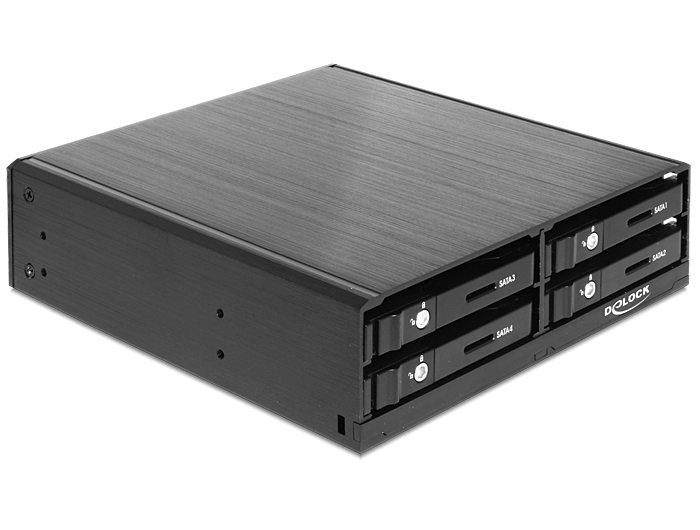 Delock 5.25" Mobile Rack for 4 x 2.5" SATA HDD / SSD - Gehäuse für Speicherlaufwerke mit Lüfter - 2.5" (6.4 cm)
