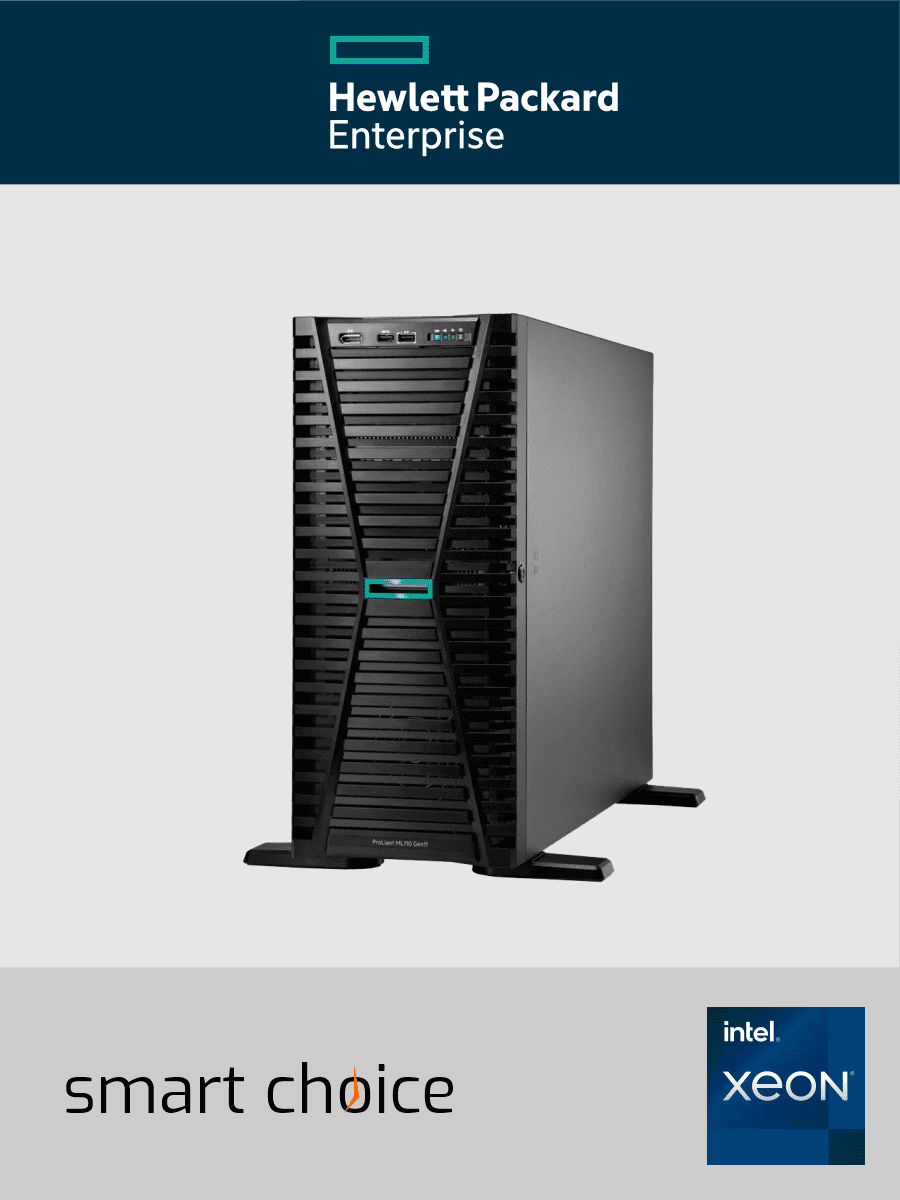 HPE ProLiant ML110 Gen11 - Server - Tower - 4.5U - 1-Weg - 1 x Xeon Silver 4510 / 2.4 GHz - RAM 32 GB - SATA/NVMe - Hot-Swap 8.9 cm (3.5") (Smart Choice)