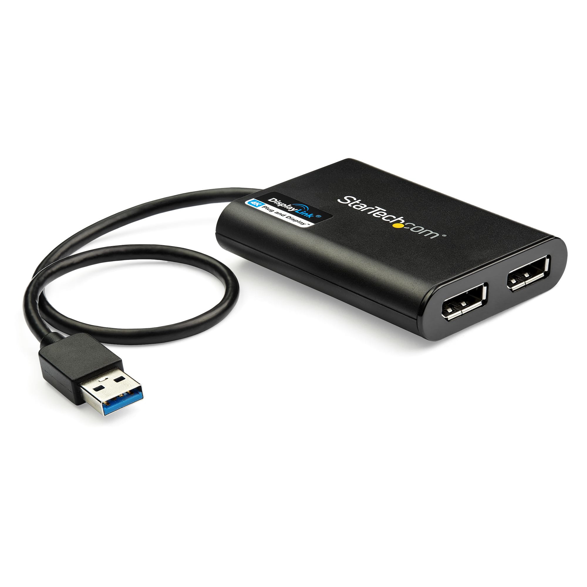 StarTech.com USB 3.0 to Dual DisplayPort Adapter 4K 60Hz, DisplayLink Certified, Video Converter with External Graphics Card - Mac & PC (USB32DP24K60)