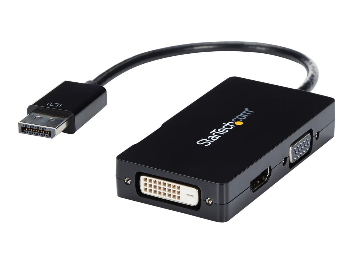 StarTech.com 3-in1 DisplayPort auf HDMI / DVI / VGA Adapter - DP zu VGA, DP zu HDMI, DP zu DVI Konverter - 1920x1200 / 1080p - Schwarz - Videoadapter - DisplayPort männlich zu HD-15 (VGA)