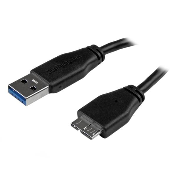 StarTech.com 3m schlankes SuperSpeed USB 3.0 A auf Micro B Kabel - St/St - USB 3.0 Anschlusskabel - Schwarz - USB-Kabel - Micro-USB Typ B (M)