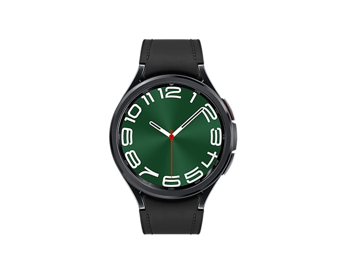 Samsung Galaxy Watch6 Classic - 47 mm - intelligente Uhr mit Band - Hybrid-Eco-Leder - schwarz - Bandgröße: M/L - Anzeige 3.73 cm (1.5")
