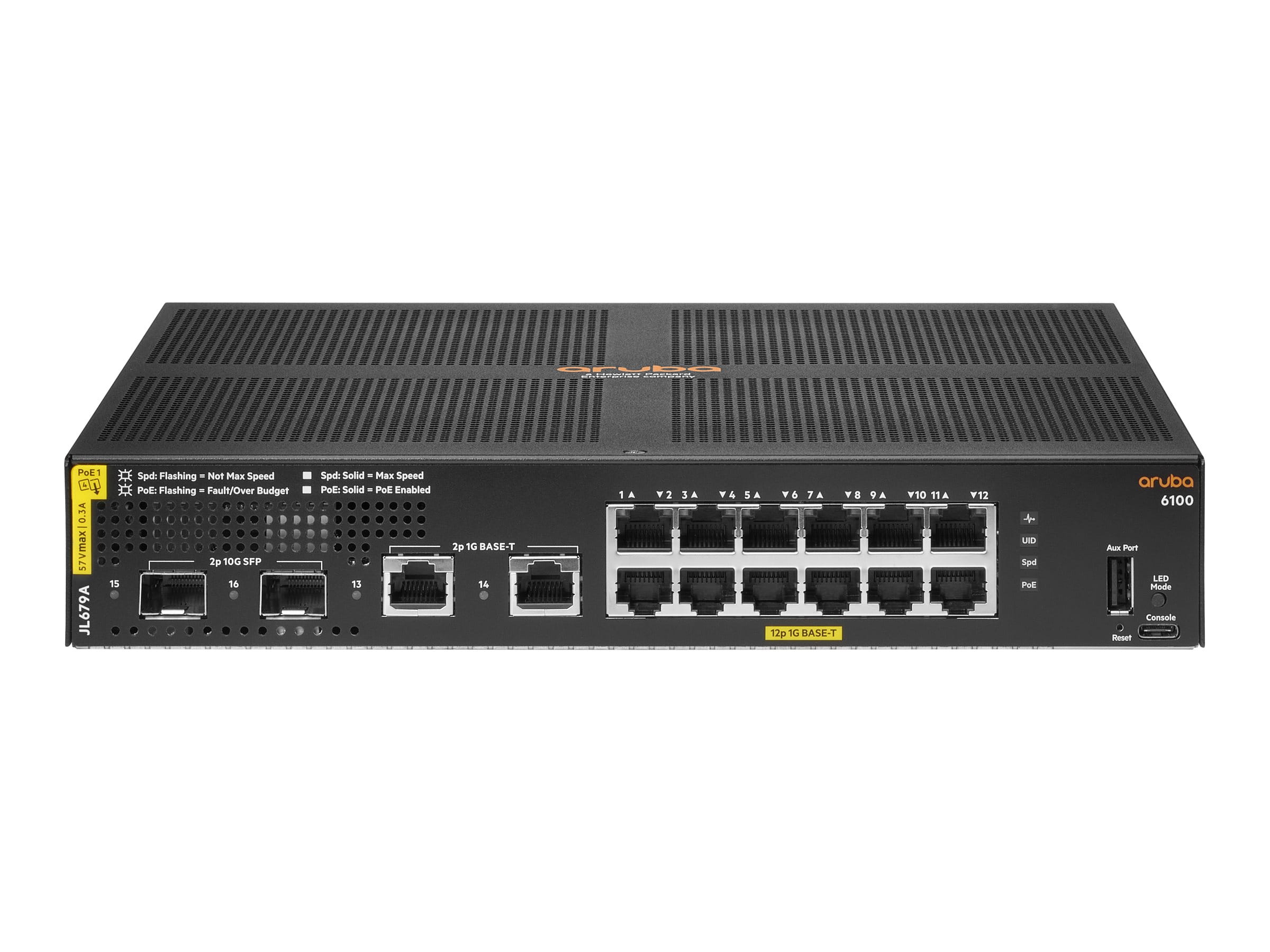 HPE Aruba 6100 12G Class4 PoE 2G/2SFP+ 139W Switch - Switch - managed - 12 x 10/100/1000 (PoE+)