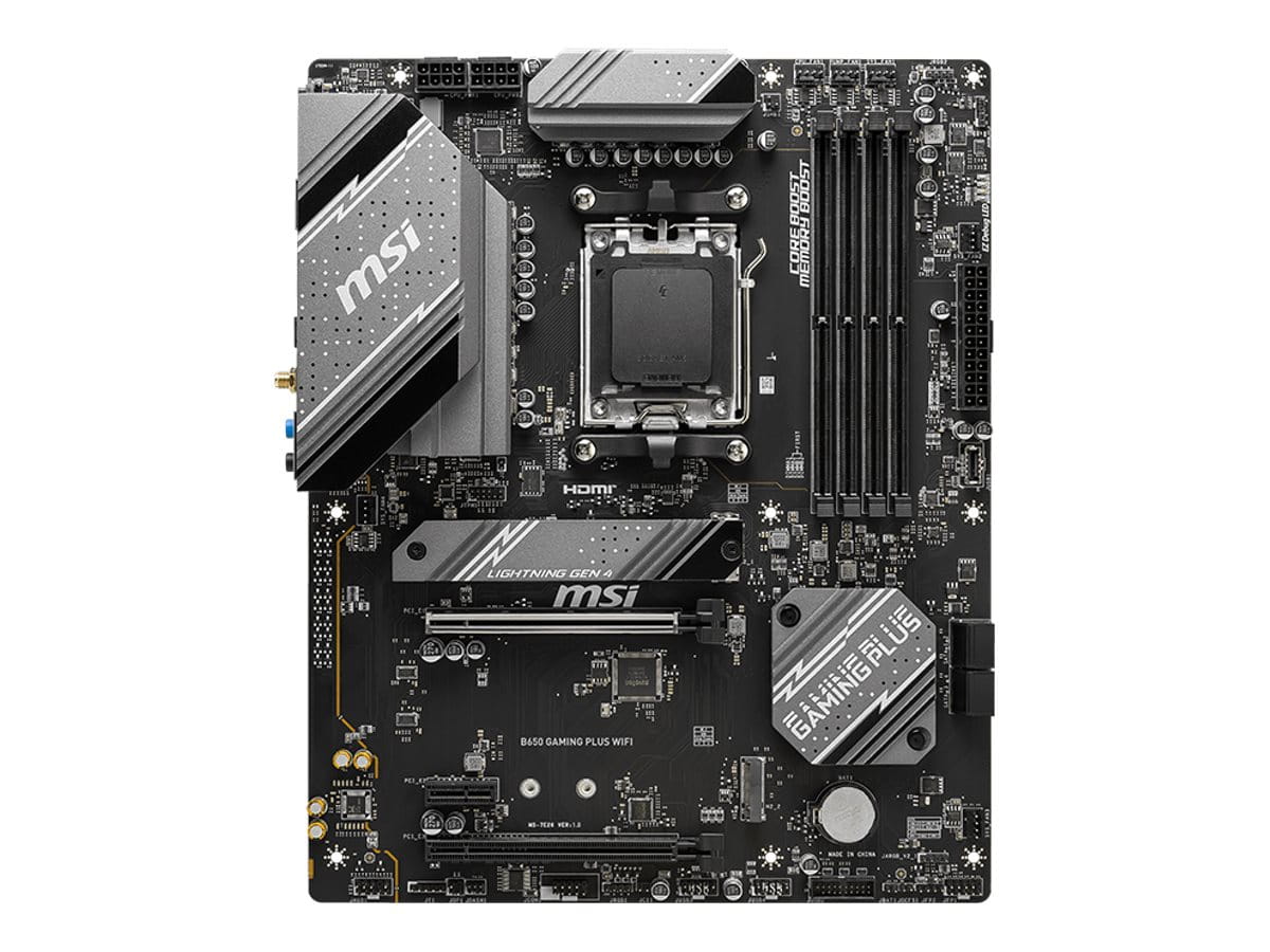 MSI B650 GAMING PLUS WIFI - Motherboard - ATX - Socket AM5 - AMD B650 Chipsatz - USB 3.2 Gen 1, USB 3.2 Gen 2, USB-C 3.2 Gen2, USB-C 3.2 Gen 2x2 - 2.5 Gigabit LAN, Bluetooth, Wi-Fi - Onboard-Grafik (CPU erforderlich)