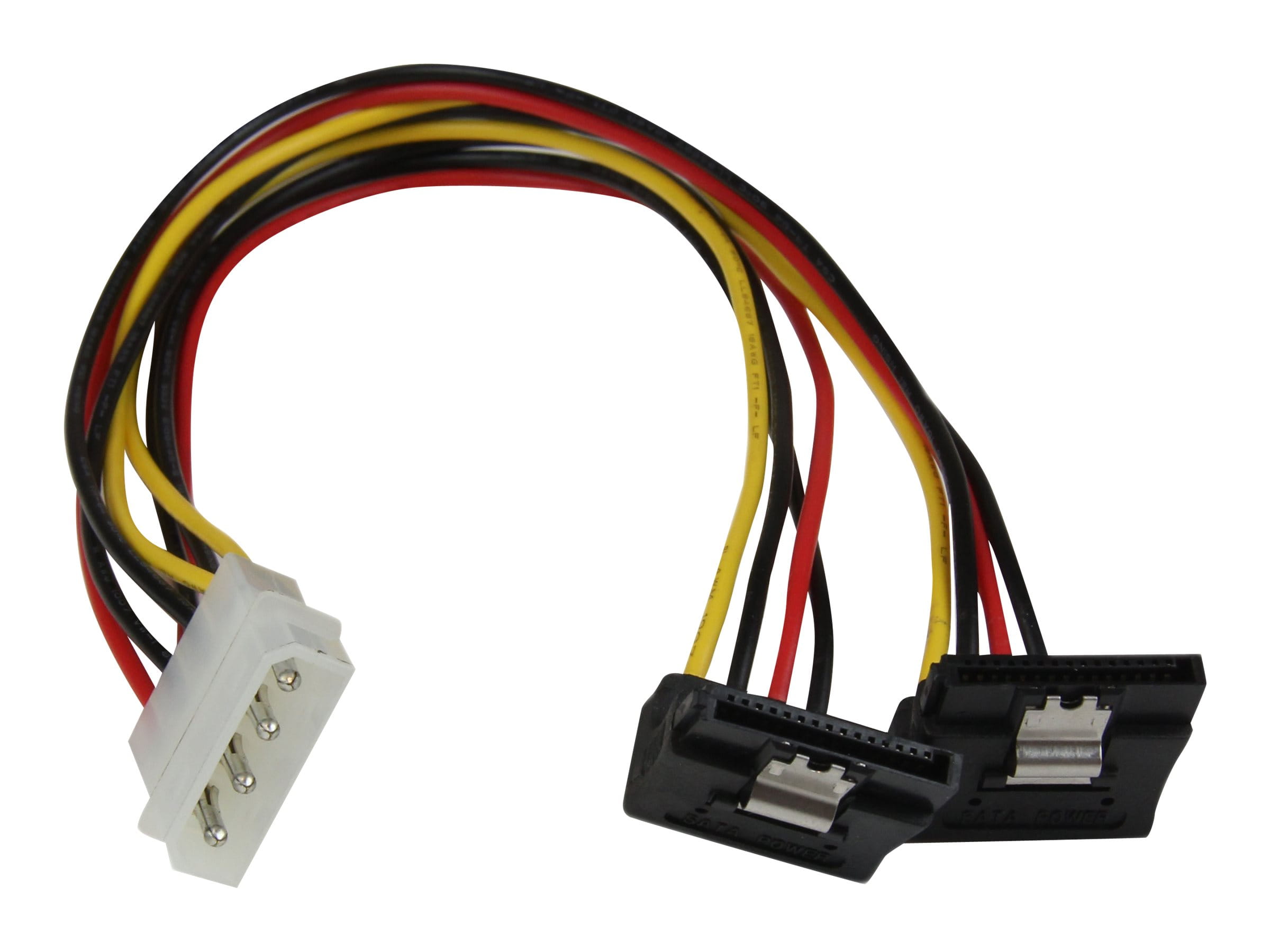 StarTech.com 30 cm 4-Pin LP4 auf SATA Y-Stromkabel rechts gewinkelt - LP4 zu Serial-ATA Splitter Y-Kabel - 90° gewinkelt / gerade (PYO2LP4LSATR)