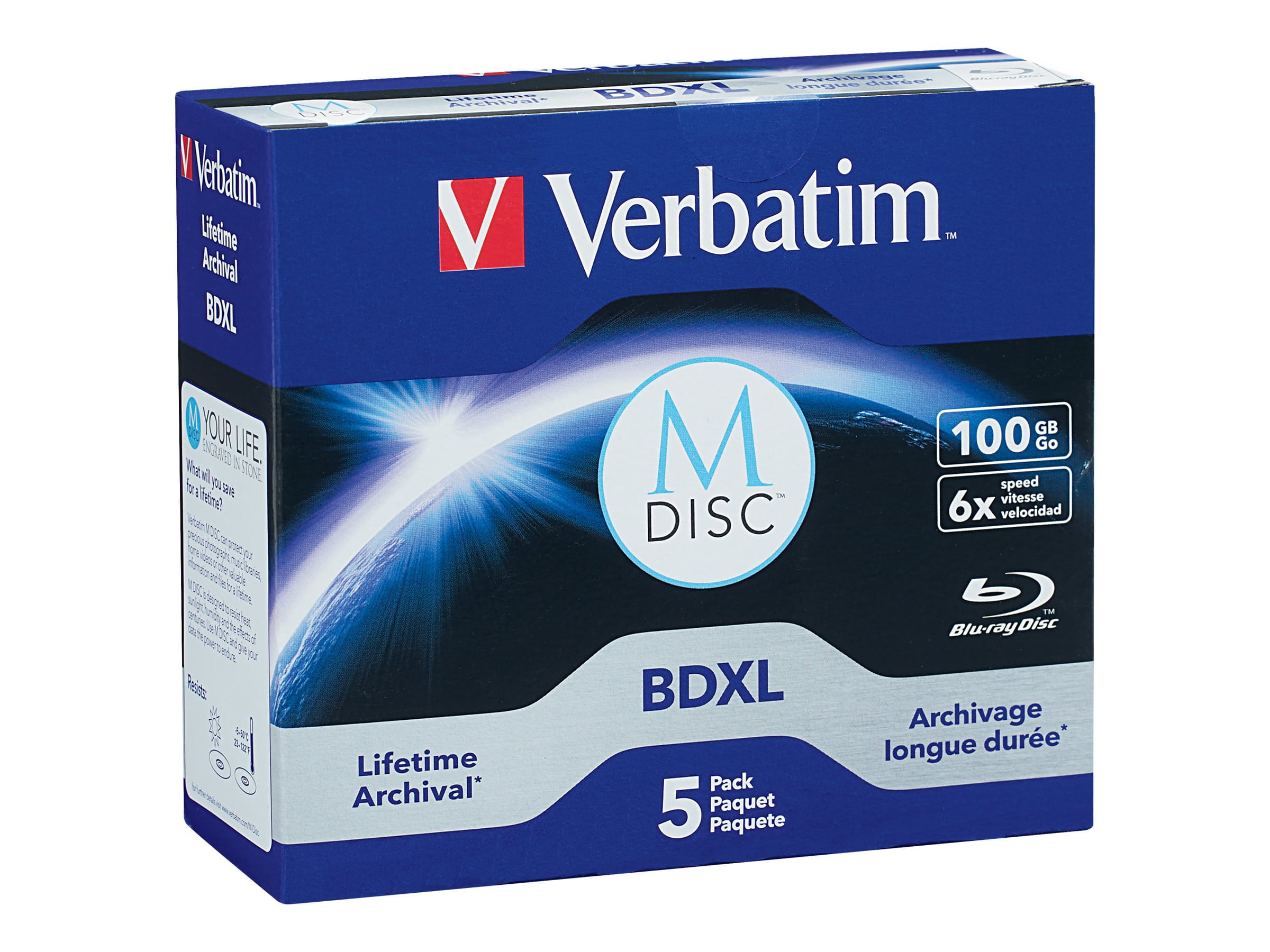 Verbatim M-Disc - 5 x M-DISC BDXL - 100 GB 6x - Jewel Case (Schachtel)