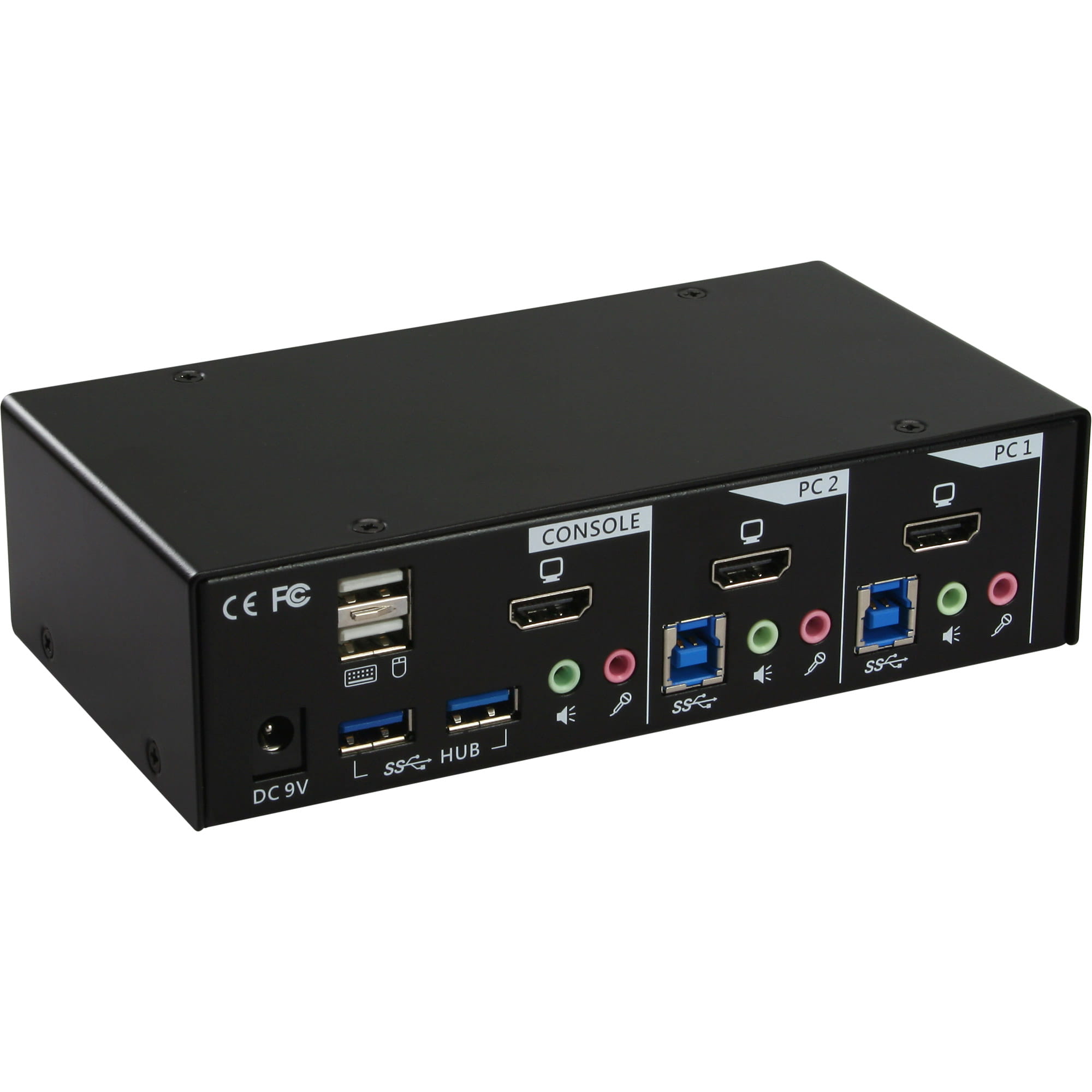 InLine KVM Desktop Switch - 2-fach - HDMI - USB 3.0 Hub - mit Audio