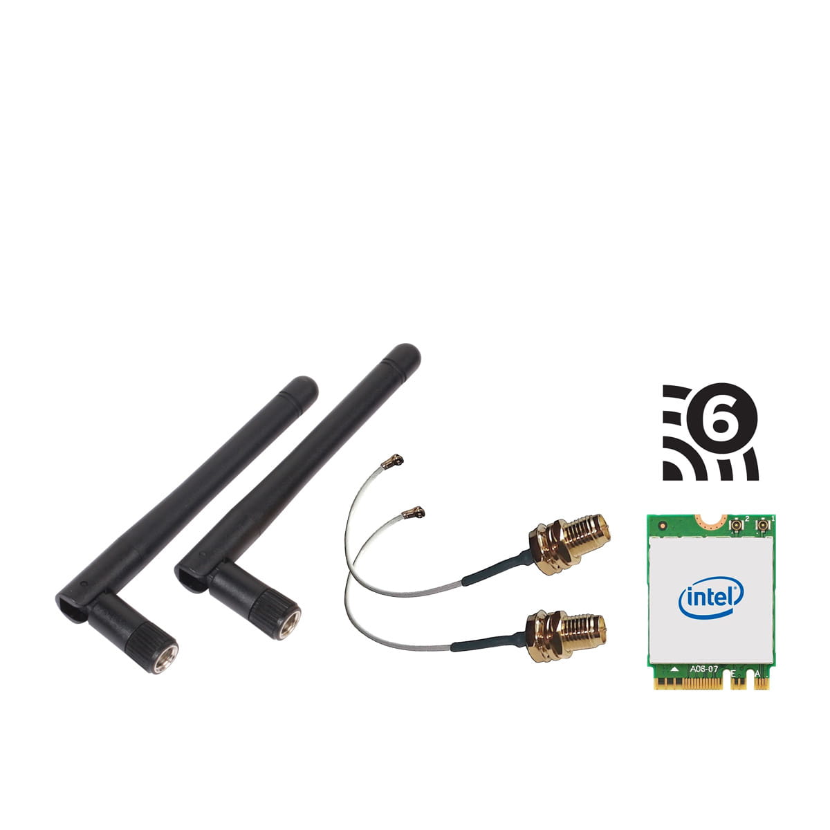 Shuttle WLN-M3 - WLAN Kit für Edge PC Series SPCEL, Intel WLAN M.2 card (ax)/Bluetooth, inklusive Kabel und externe Antennen, Eingebaut, Kabellos, PCI Express, WLAN / Bluetooth, Wi-Fi 6 (802.11ax), 2400 Mbit/s