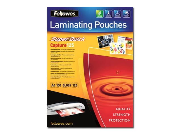 Fellowes Laminating Pouches SuperQuick Capture 125 micron - 125 Mikron - 100er-Pack - glänzend - durchsichtig - A4 (210 x 297 mm)