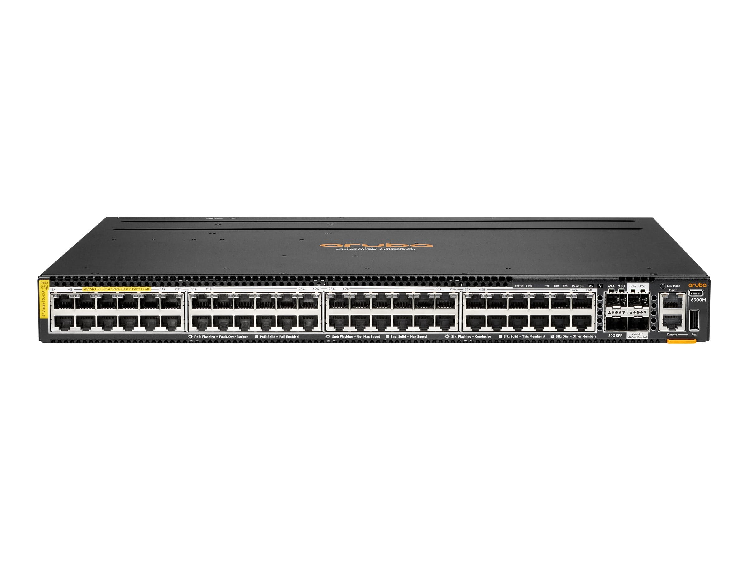 HPE Aruba CX 6300M - Switch - nur horizontale Oberflächenmontage - L3 - managed - 48 x 10/100/1000 (PoE+)