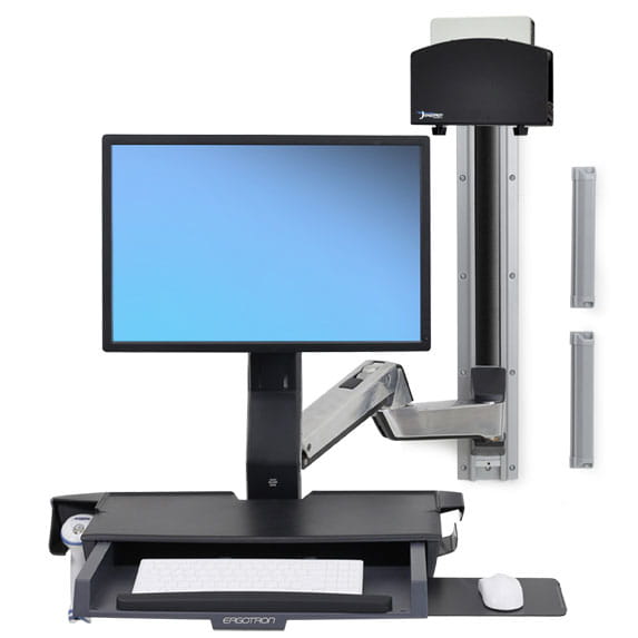 Ergotron Sit-Stand Combo Extender - Short - Montagekomponente (Verlängerungsarm, Wandhalterung mit Führungsschiene, Armabdeckung)