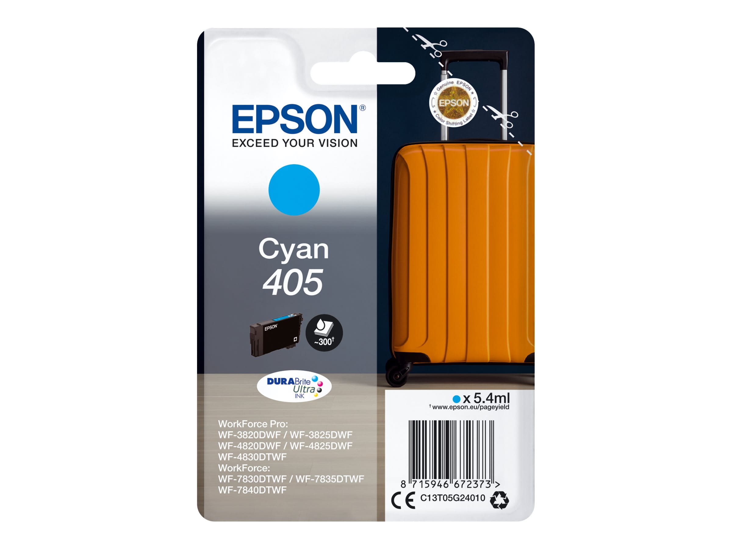 Epson 405 - 5.4 ml - Cyan - original - Blister mit RF- / akustischem Alarmsignal