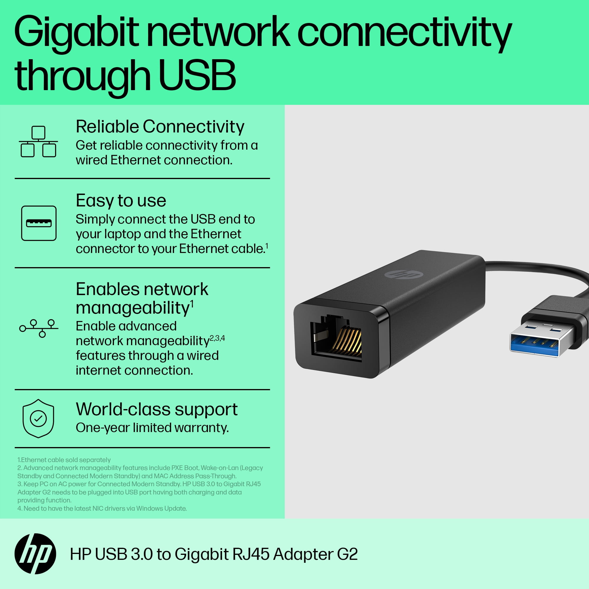 HP USB 3.0 to RJ45 Adapter G2 - Netzwerkadapter