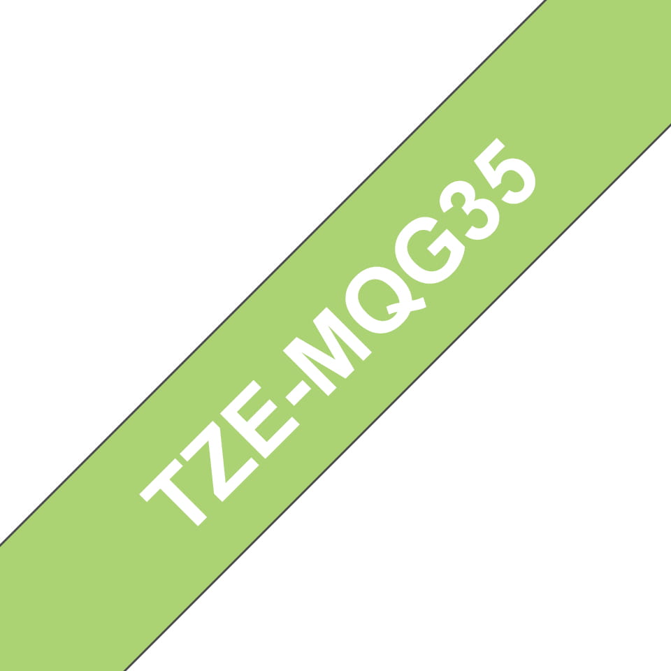 Brother TZe-MQG35 - Matt - selbstklebend - white on apple green - Rolle (1,2 cm x 4 m)