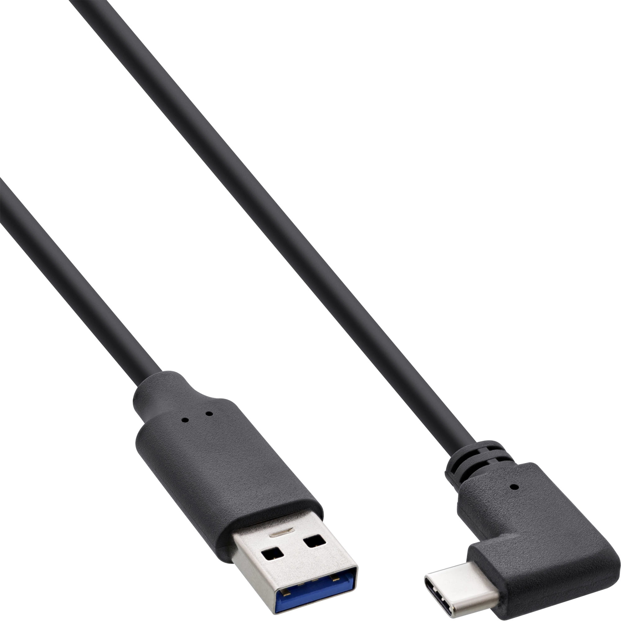 InLine USB 3.2 Kabel - USB-C Stecker gewinkelt an A Stecker - schwarz - 1m