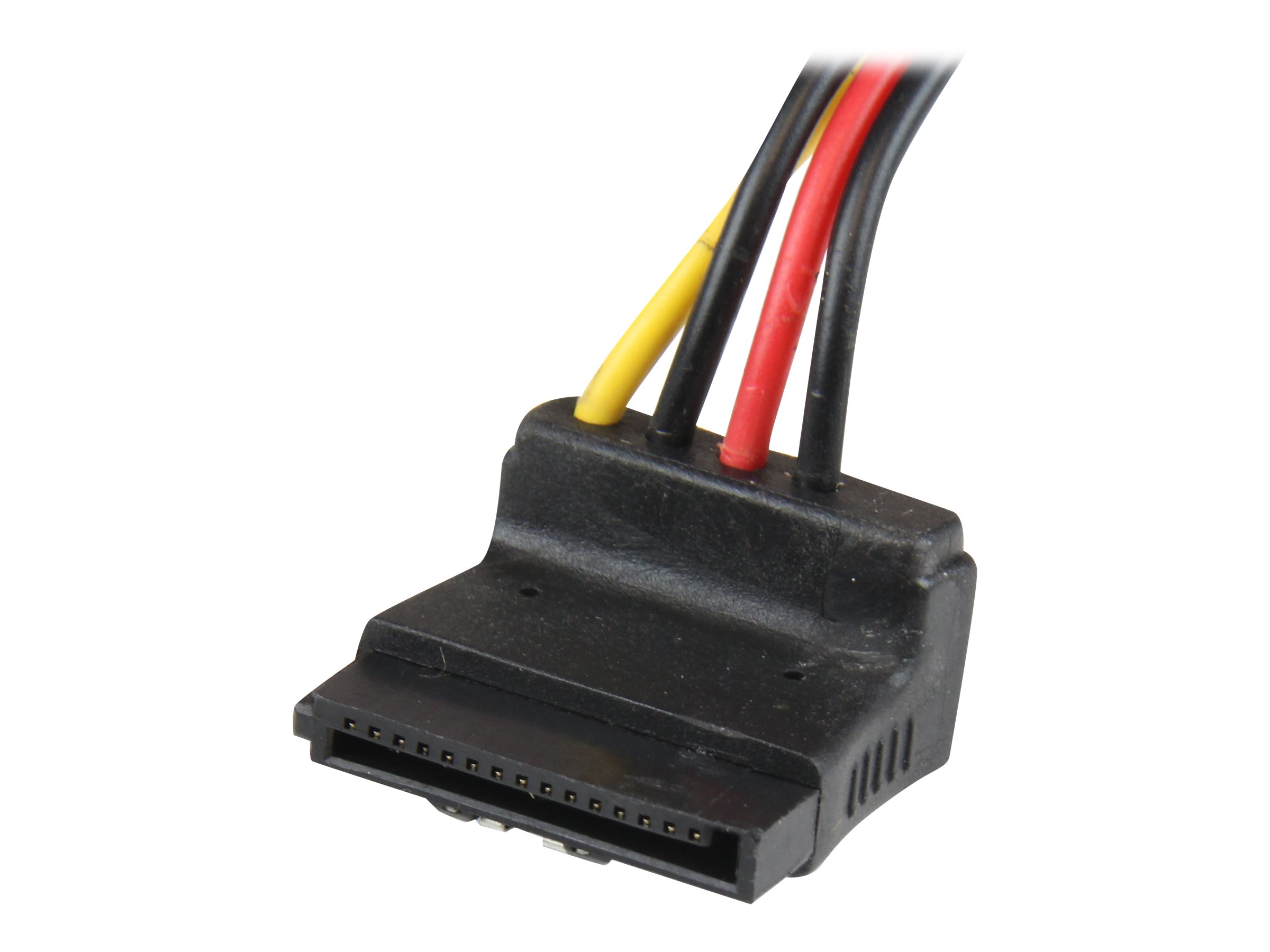 StarTech.com 30 cm 4-Pin LP4 auf SATA Y-Stromkabel rechts gewinkelt - LP4 zu Serial-ATA Splitter Y-Kabel - 90° gewinkelt / gerade (PYO2LP4LSATR)