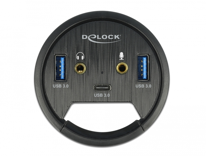 Delock In-Desk Hub - Hub - 2 x USB 3.2 Gen 1 + 2 x Audio + 1 x USB-C 3.2 Gen 1