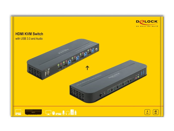 Delock KVM-/Audio-Switch - 4 x KVM/Audio - 1 lokaler Benutzer