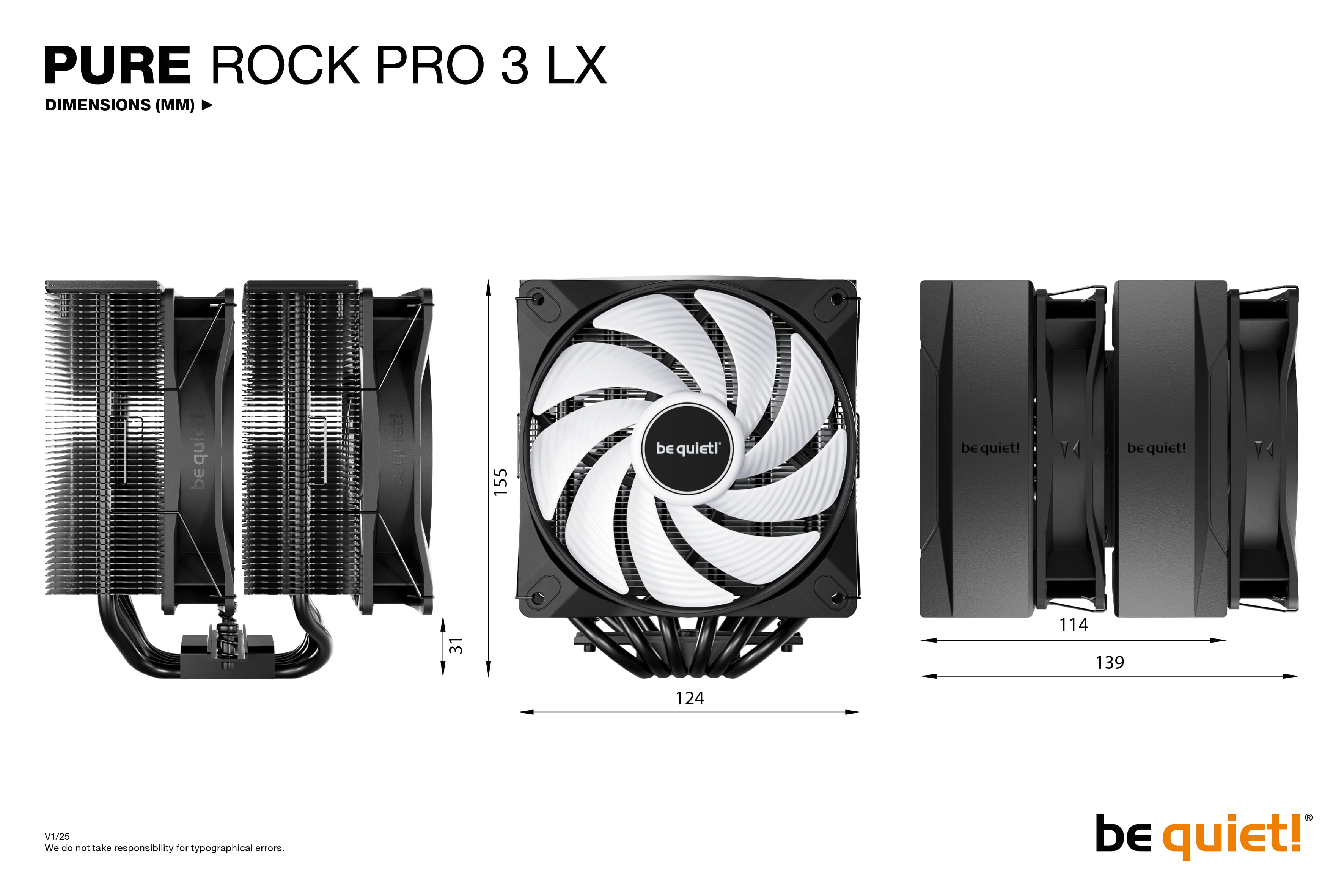 Be Quiet! PURE ROCK PRO 3 LX - Prozessor-Luftkühler - (für: LGA1150, LGA1151, LGA1155, LGA1200, LGA1700, LGA1851, AM4, AM5)