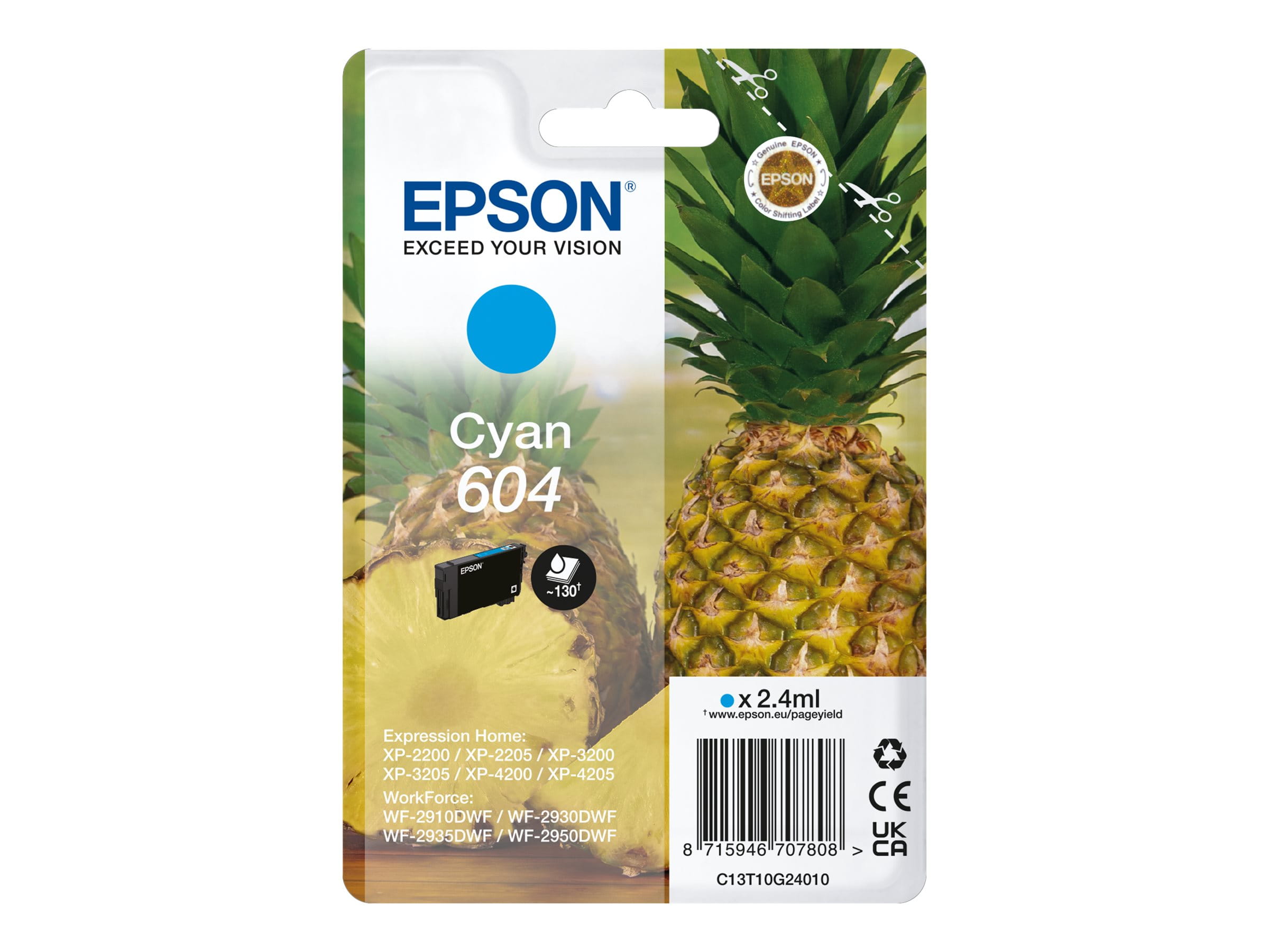 Epson 604 - 2.4 ml - Cyan - original - Blister mit RF- / akustischem Alarmsignal