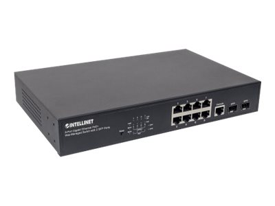 Intellinet 8-Port Gigabit Ethernet Web-Managed PoE+ Switch mit 2 SFP-Ports, 8 x PoE-Ports, IEEE 802.3at/af Power over Ethernet (PoE+/PoE)