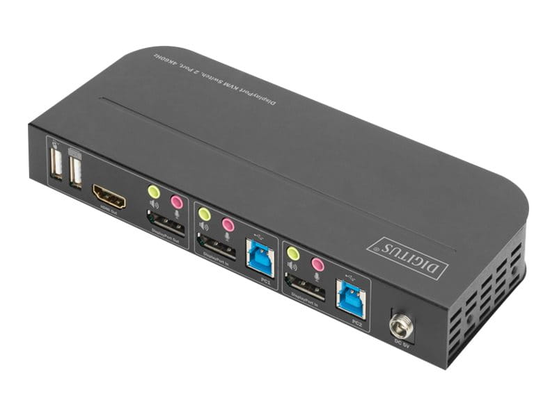 DIGITUS KVM-Switch, 2-Port, 4K60Hz, 2 x DP in,  1 x DP/HDMI out