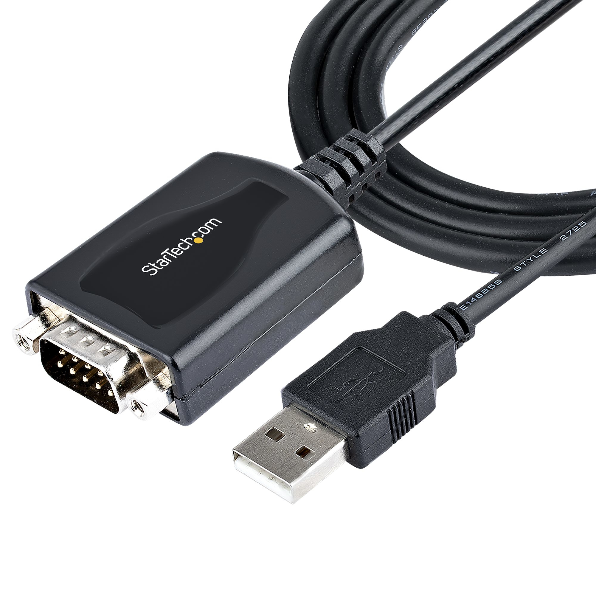 StarTech.com 3ft (1m) USB to Serial Cable with COM Port Retention, DB9 Male RS232 to USB Converter, Straight Through USB to Serial Adapter for PLC/Printer/Scanner