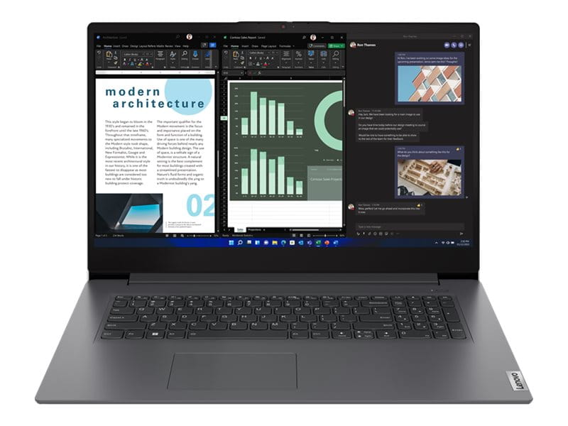 Lenovo V17 G4 IRU 83A2 - 180°-Scharnierdesign - Intel Core i3 i3-1315U / 1.2 GHz - kein Betriebssystem - UHD Graphics - 8 GB RAM - 256 GB SSD NVMe - 43.9 cm (17.3")