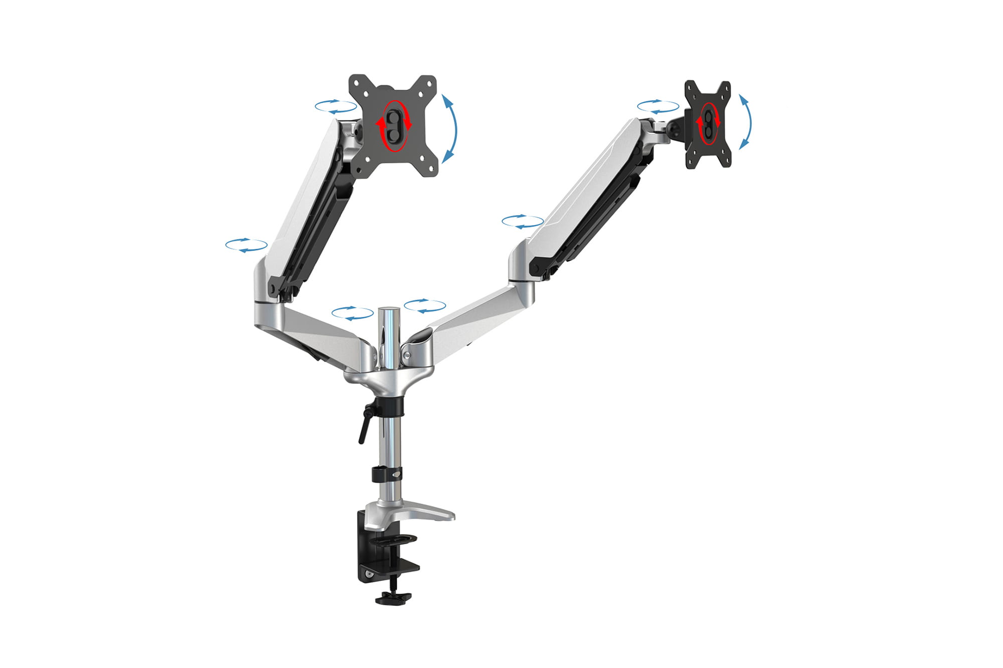 DIGITUS Universal Dual Monitorhalter mit Gasdruckfeder und Klemmbefestigung