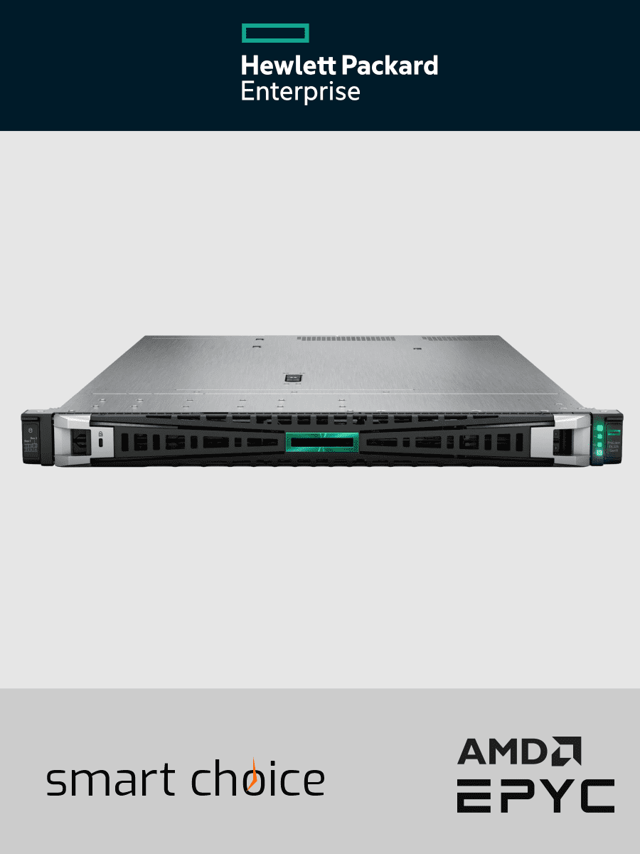 HPE ProLiant DL325 Gen11 - Server - Rack-Montage - 1U - 1-Weg - 1 x EPYC 9124 / 3 GHz - RAM 64 GB - SATA/SAS/NVMe - Hot-Swap 6.4 cm (2.5") (Smart Choice)