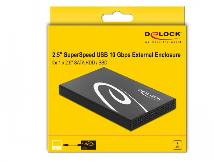 Delock External Enclosure for 2.5" SATA HDD / SSD with SuperSpeed USB 10 Gbps (USB 3.1 Gen 2)