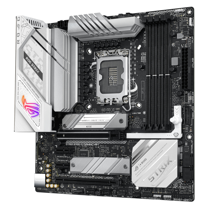 ASUS ROG STRIX B760-G GAMING WIFI - Motherboard - micro ATX - LGA1700-Sockel - B760 Chipsatz - USB 3.2 Gen 1, USB 3.2 Gen 2, USB-C 3.2 Gen2, USB-C 3.2 Gen 2x2, USB-C 3.2 Gen 1 - 2.5 Gigabit LAN, Bluetooth, Wi-Fi - Onboard-Grafik (CPU erforderlich)