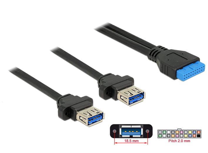 Delock USB-Kabel - 19-poliger USB 3.0 Kopf (W)