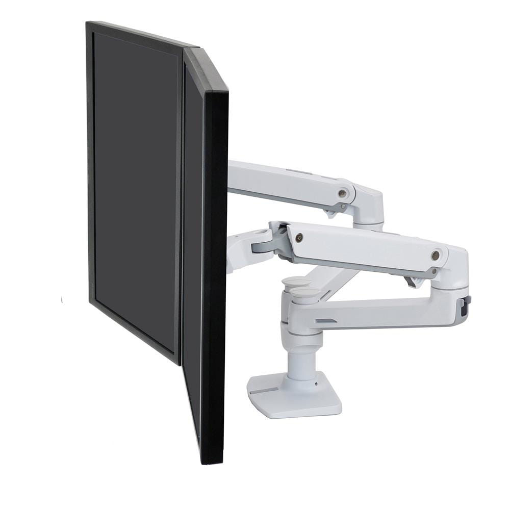 Ergotron LX Dual Side-by-Side Arm - Befestigungskit (Spannbefestigung für Tisch, Stange, 2 Gelenkarme, 2 Erweiterungsklammern, T-Halterung, Basis)